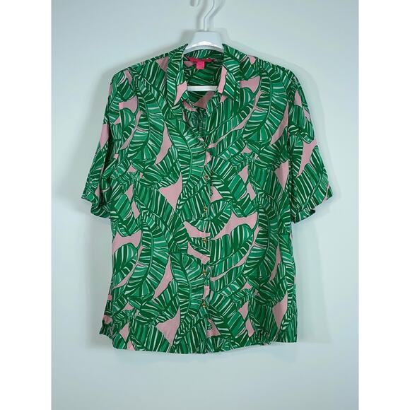Lilly Pulitzer Franki Green Conch Shell Lets Go Bananas Shirt Coverup Size MED - Picture 3 of 9
